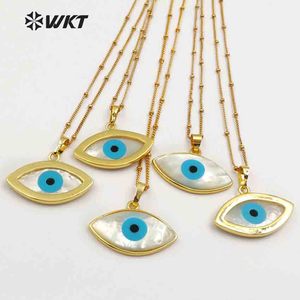 WT-JN047 liontin kalung kerang satu mata unik terbaru dengan 24k potongan emas cangkang alami indah satu mata untuk Kalung