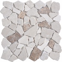 Mosaïque de pierre de marbre beige Lander Stone, galets pour extérieur