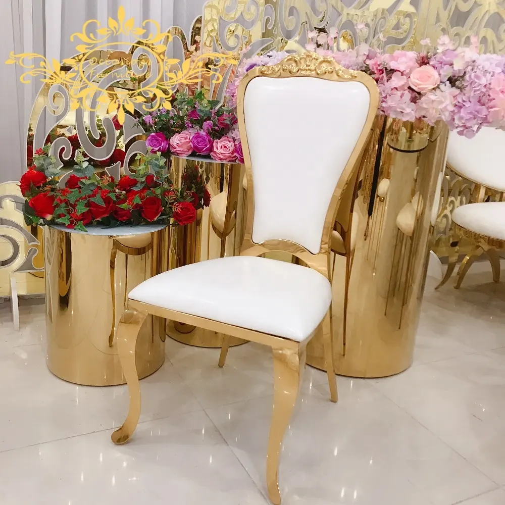 Branco cadeiras para casamentos dinning cadeira aço inoxidável banquete salão cadeira ocasiões móveis