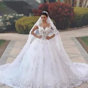 Custom Spanish Style Cap Sleeve Ball Grown Bride Wedding Dress From China