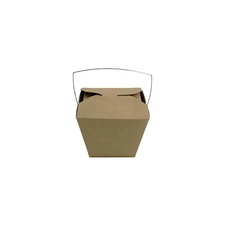 Disposable blank easy take storage bucket type slide open cake box cookie packaging kraft paper box with alloy handle