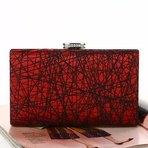 Factory direct wholesale new design random lines evening bag satin lining clutches large space ladies handbag for party banquet