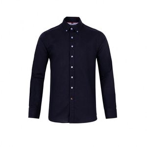 De los hombres de manga larga CASUAL botón abajo camisa de vestir ropa de sólido <span class=keywords><strong>azul</strong></span> <span class=keywords><strong>marino</strong></span> color de verano transpirable - Product Image 2