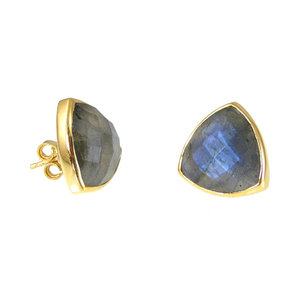 925 <b>sterling</b> <b>silver</b> Labradorite Gemstone <b>Stud</b> <b>earrings</b> Vermeil Gold - Product Image 1