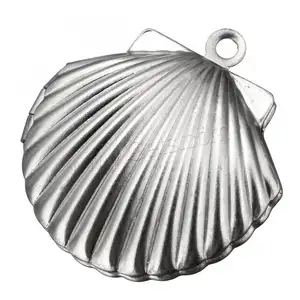 Rvs charm seashell Medaillon Hanger originele kleur 23x23x9mm Gat: ca. 2mm Binnendiameter: Ca. 15x14mm 1288660