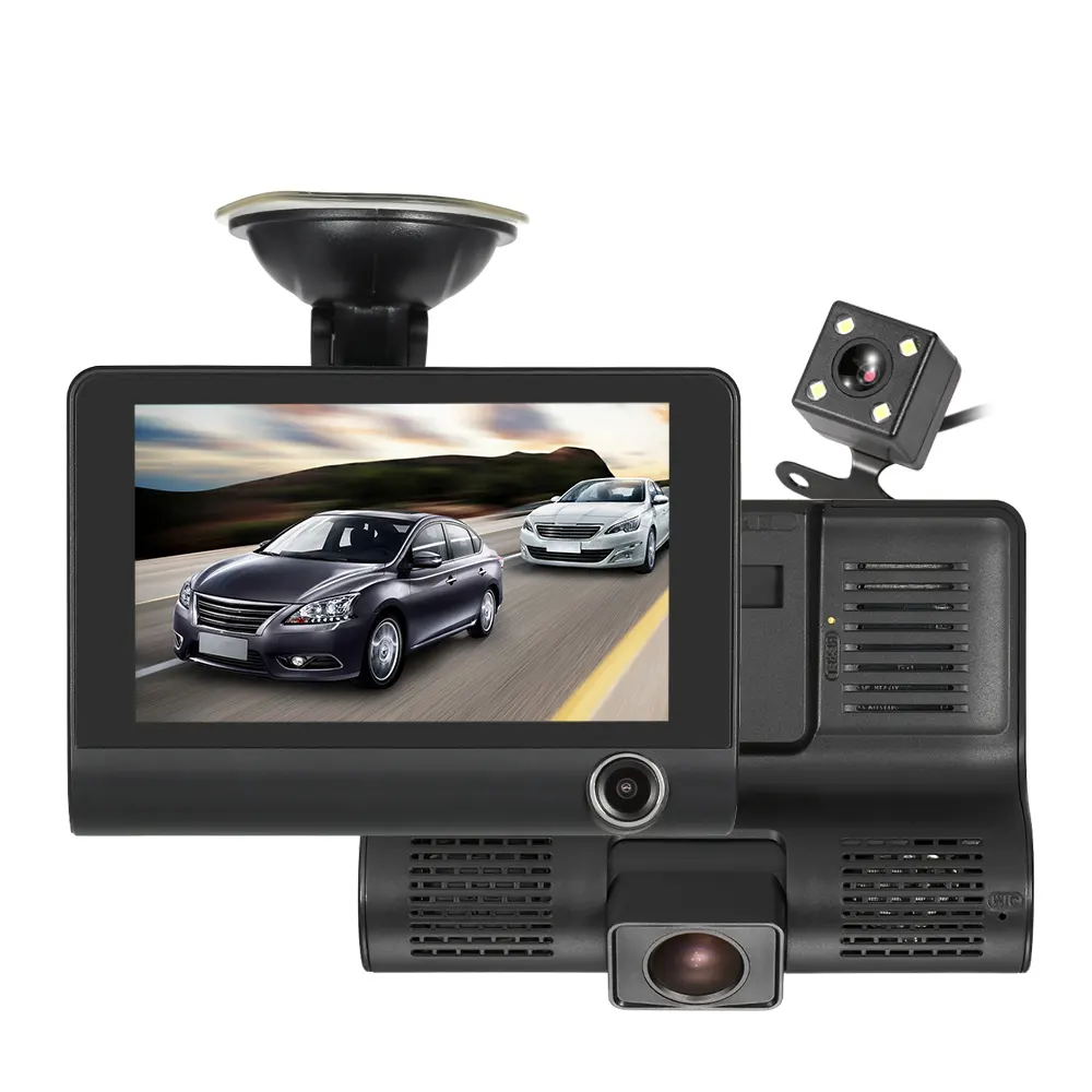 Hot sale Three Triple lens 4.0 inch Car Dash Cam DVR Camera Full HD 1080P Dashboard Digital Driving Video Recorder