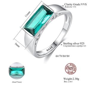 CZCITY Green Gemstone S925 Sterling <strong>Silver</strong> Jewelry <strong>Emerald</strong> Square Stone Big <strong>Ring</strong> for Women - Product Image 2
