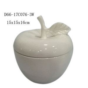 Giá rẻ Custom Apple Design Trắng Ceramic <span class=keywords><strong>Cookie</strong></span> Jar - Product Image 6