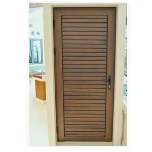 Wooden color size customized exterior aluminium louver door