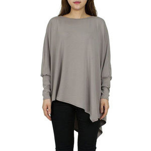 OEM ODM Casual señoras curva de cuello redondo y manga larga dobladillo Irregular superior en blanco para <span class=keywords><strong>mujer</strong></span> <span class=keywords><strong>Camisetas</strong></span> - Product Image 1