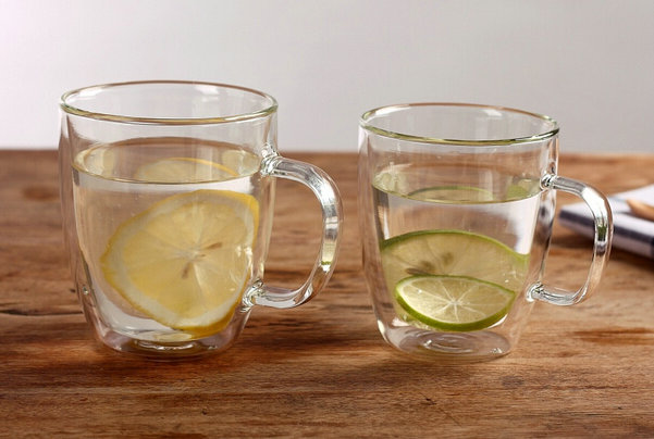 Double Wall Insulated Glass 13.5 Ounce/Double Wall Coffee Cups/Tea Mugs With Handle/Durable Stylish, Dishwasher & Microwave Safe