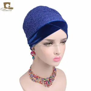 New luxury soft mesh net head wrap nigerian turban women hijab long head scarf headscarf TJM-255