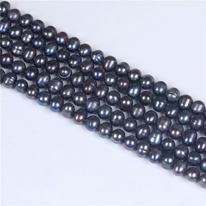 6-7mm teñido color negro perlas de agua dulce al por mayor - Product Image 1