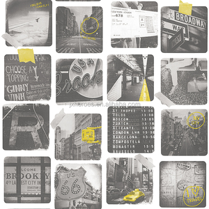 <span class=keywords><strong>Papier</strong></span> <span class=keywords><strong>peint</strong></span> PVC classique noir et blanc, photos de coins de rue, vieux thème de bar, décoration - Product Image 2