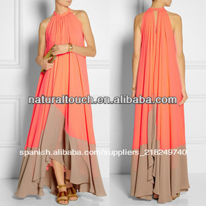 Moda elegante 2014 <span class=keywords><strong>desigual</strong></span> el dobladillo del cuello halter vestido maxi gasa( ntf04074) - Product Image 1