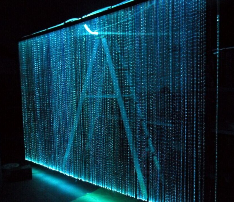 Professional light PMMA plastic material waterfall curtain sparkle glow optic fiber lighting
