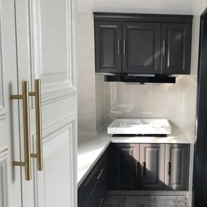 Modern Simple Brushed <strong>Brass</strong> Round Gold Cabinet Door <strong>Pull</strong> Handles for Kitchen <strong>Drawer</strong> Dresser &amp; Villa Cupboard T-Bar - Product Image 2