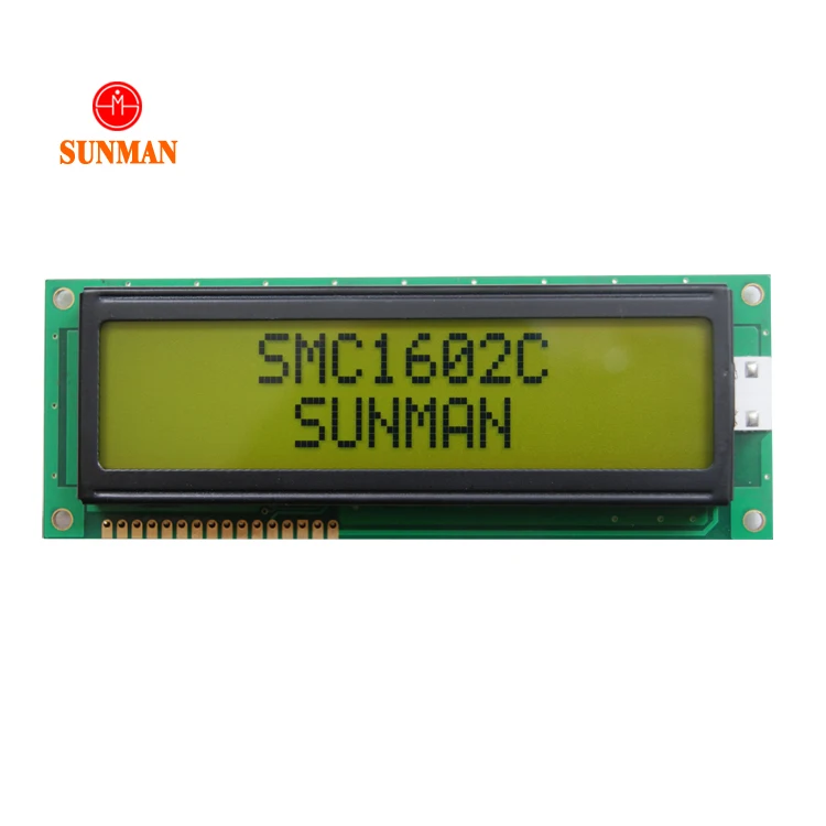 Металлический контактный разъем SMC1602C, желто-зеленый, 16 линий на 2 1602 дюйма, 16x2 символа, модуль ЖК-дисплея