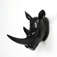 OEM 사용자 정의 수지 코뿔소 머리 조각 동물 벽 장식 예술 장식