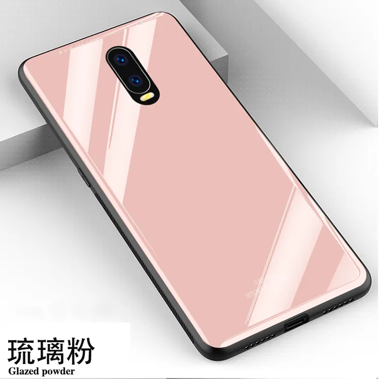 Solid Color Smooth Mirror Mobile Phone Shell Tempered Glass Back Case For Oneplus One Plus 6t 7t 8 9 10 Pro 10r 9r 9rt Cover