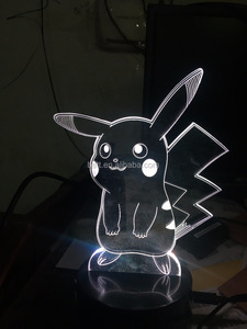 Amazon caliente-venta 3D noche <span class=keywords><strong>Pokemon</strong></span> Go Pikachu diseño ilusión óptica lámpara para niños regalo - Product Image 4