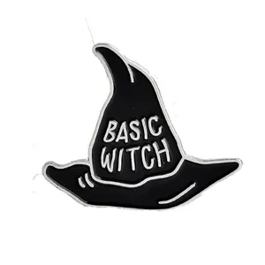 QIHE Topi Ajaib Penyihir Grosir, Bros Lencana Pin Enamel Halloween, Topi Ajaib Penyihir