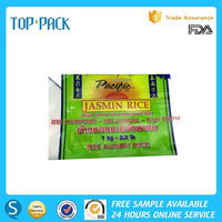 Emballage alimentaire pour riz laminé sous vide multicouche, finition brillante, thermoscellé sur 3 côtés, imprimé sur mesure, multicolore, 1 kg, 2 kg, 5 kg