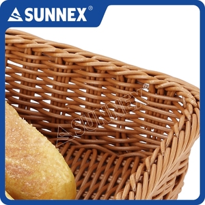 Para 2025 Venta caliente Economía Rectangular Marrón Plástico Ratán 47,5x30x9/7(H)cm PP Cesta de ratán Apto para lavavajillas de grado alimenticio - Product Image 2