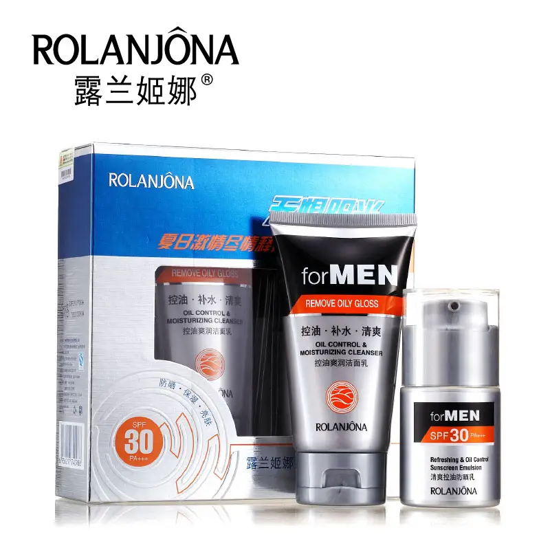 Rolanjona ब्रांड पुरुषों के लिए त्वचा की देखभाल सेट cleanser सनस्क्रीन सबसे अच्छा सनस्क्रीन क्रीम पुरुषों