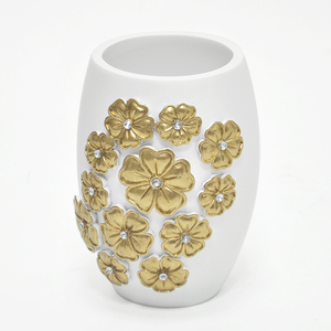 Ensemble d'accessoires de salle de bain décoratifs à fleurs dorées - Product Image 4