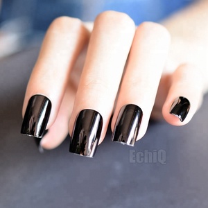 Puntas de <span class=keywords><strong>uñas</strong></span> metálicas <span class=keywords><strong>negras</strong></span> para decoración de <span class=keywords><strong>uñas</strong></span>, espejo largo en forma ovalada, superficie brillante, Kit completo de puntas de <span class=keywords><strong>uñas</strong></span>, 24 Uds. - Product Image 5