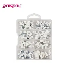 87pcs white plastic wall cable clip with steel nails
