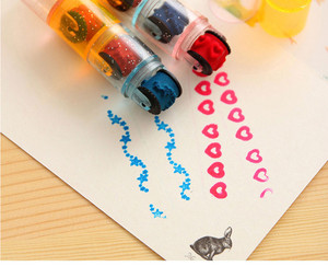 Svegli dei <span class=keywords><strong>bambini</strong></span> del fumetto di tenuta timbro 3-sezione di plastica rullo timbro sigillo di stampa a colori di fango - Product Image 1