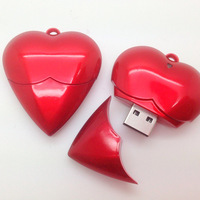 Memoria USB 2.0/3.0 en Forma de Corazón, Unidad Flash de 1GB-64GB, Material Plástico con Cifrado