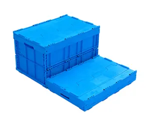plastic folding collapsible moving storage box with lid