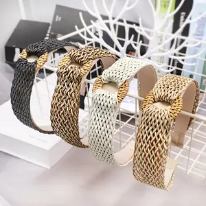 Großhandel Mode Haarschmuck Neues Design Handgemachte Frauen Gewebtes Rattan Haarband Für Mädchen