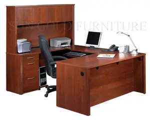 Modern luxury office desk u shape desks with bookcase