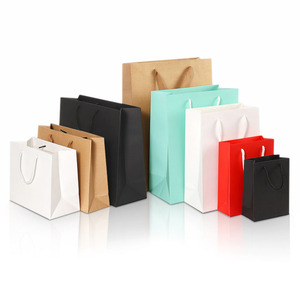 Kraft paper gift bag with handles wedding party favors bags, shopping clothing shoes handle gift paper bags