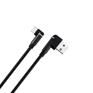 Right Angle 90 Degree L Plug USB C Charger Cable Type C Cord Data Sync And Fast Charge USB Cable