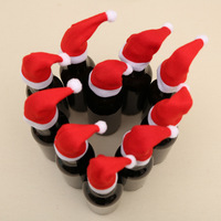 Mini-capsules décoratives en peluche pour bouteilles de vin, chapeaux de Père Noël rouges et blancs, décorations de fête de Noël, porte-couverts décoratifs