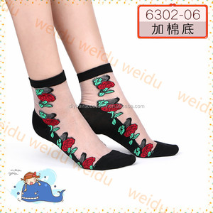 2016 LA VENTA CALIENTE cristalina hermosa mujer de encaje calcetines chica de las medias cortas Ultrafino transparente - Product Image 1