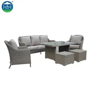 Conjunto de sofá de comedor de mimbre, mimbre, estilo americano, patio, jardín, exterior, muebles