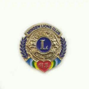 Custom metal badge for lion club/gold lions club lapel pin of metal/lions clubs metal badge lapel pin