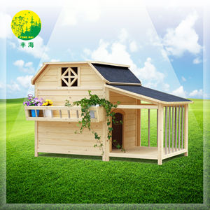 בית כלוב כלבים עץ לחיות מחמד תבנית מוצקה עם מרפסת בית כלב אלגנטי ומסוגנן - Product Image 2