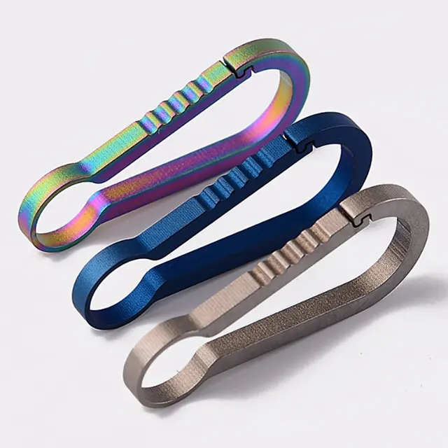Outdoor EDC Portable Titanium Quick Release Keychain Hook Durable Integrated Spring Clip