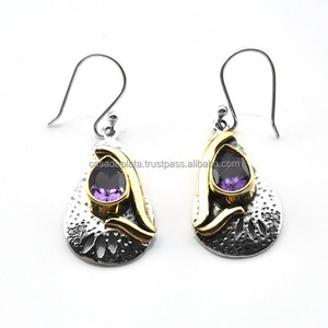 Amethyst Gemstone <b>Sterling</b> <b>Silver</b> <b>Dangle</b> <b>Earring</b> Pear Cut Purple <b>Earring</b> Best Price <b>Earring</b> Wedding, Gift for Women Unisex - Product Image 3