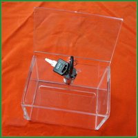 Klar acryl spende box mit lock & key acryl urne vorschlag box mit zurück werbung broschüre halter