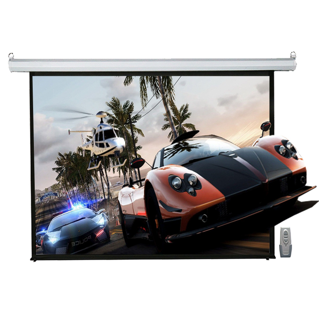 100 Inch 4:3 Aspect Ceiling Electric Motorized Projection Projector Screen Projection With Remote Control for Office Schools
