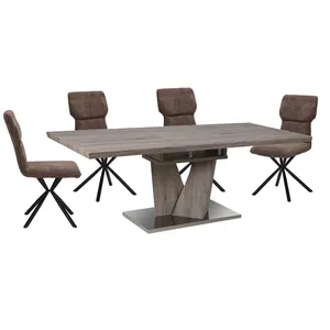 Patas de mesa de comedor modernas de acero inoxidable, extensibles, de madera maciza, juegos de mesa de comedor de madera rústica