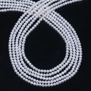 批发3-3.5mm真正的天然淡水珍珠项链串白色圆形珍珠